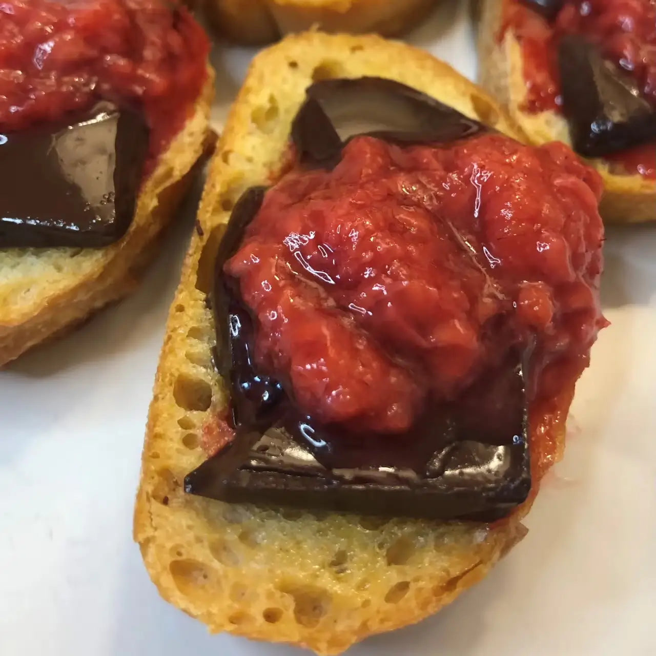Chocolate Crostini with Raspberry Compote