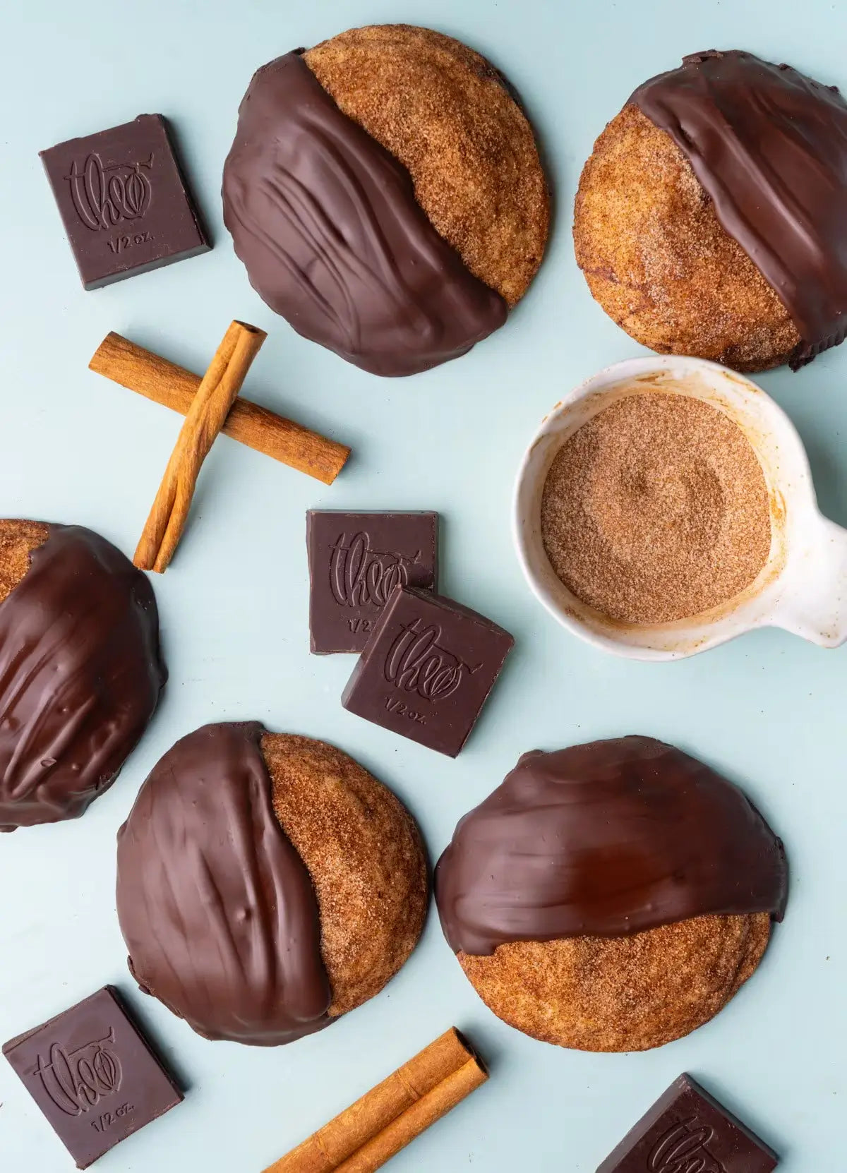 Chocolate Dunked Snickerdoodle Cookies