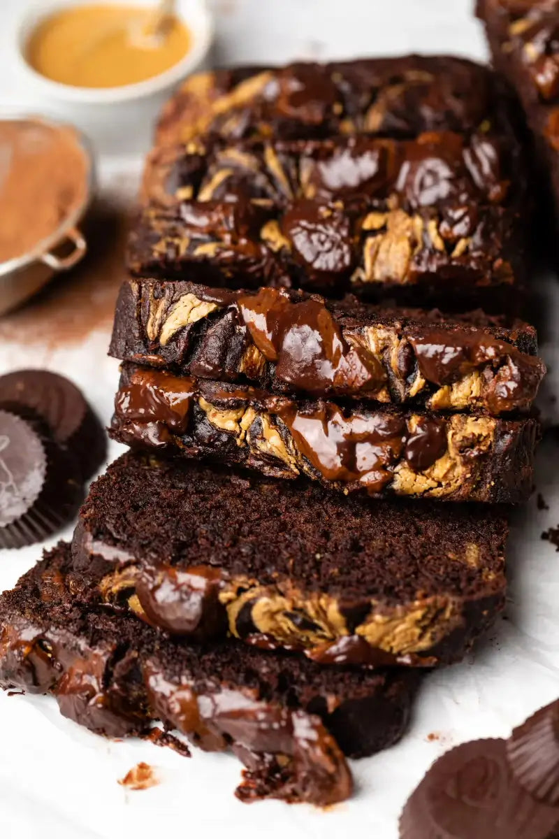 Double Chocolate Peanut Butter Cup Banana Bread