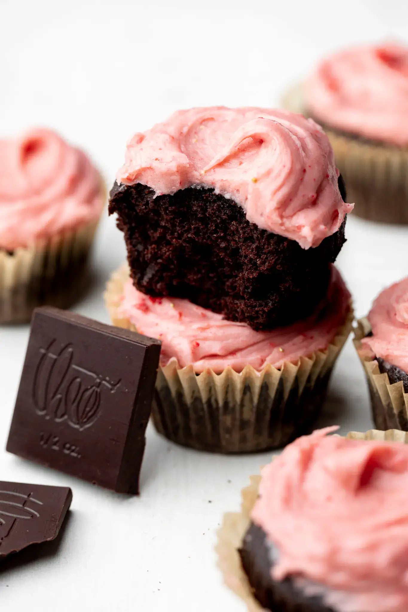 Gluten-Free Chocolate Cupcakes with Strawberry Cream Cheese Frosting