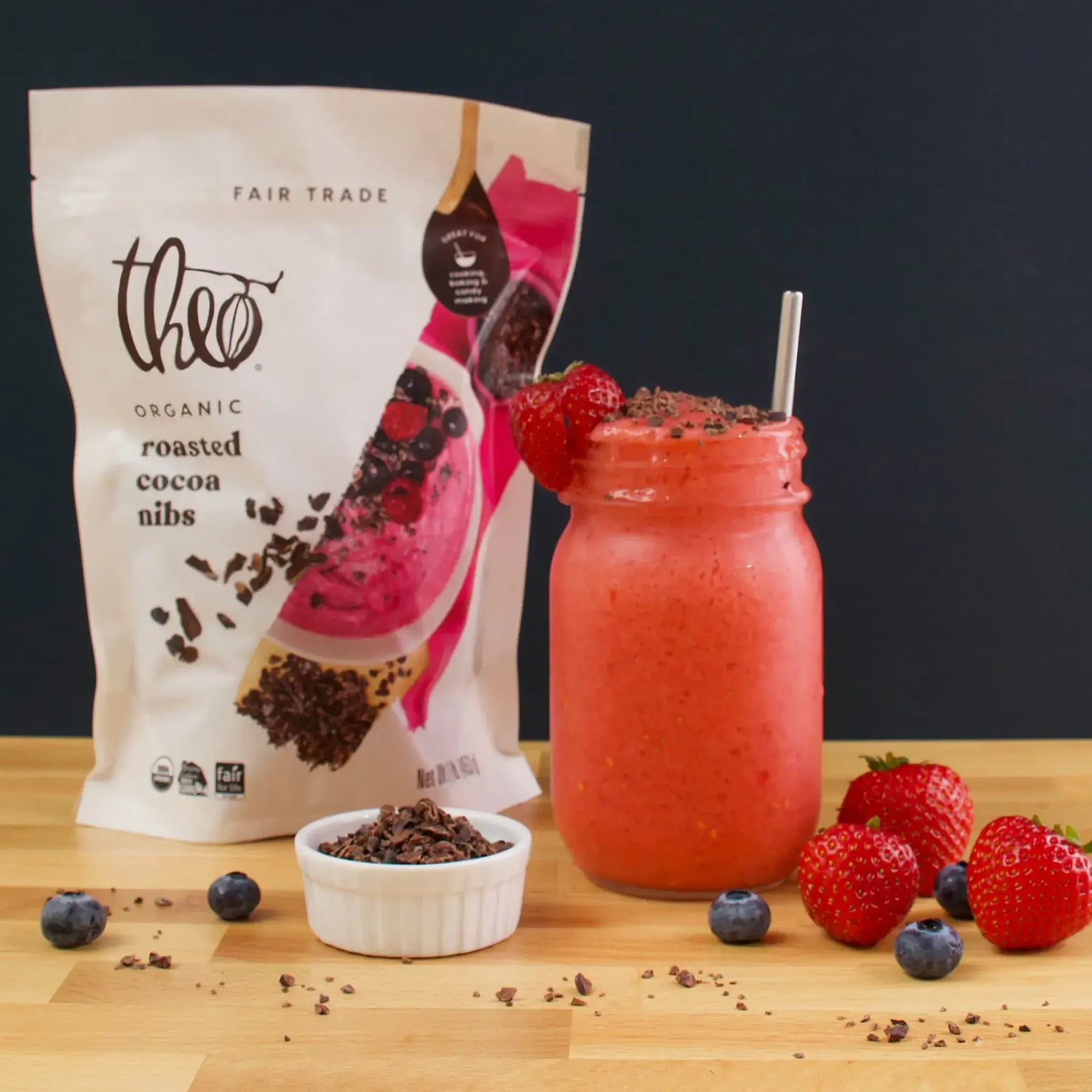 Sunrise Smoothie with Roasted Cocoa Nibs
