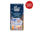 Theo Organic Salted Maple Crunch 70% dark chocolate bar in limited edition holiday packaging with a festive Victorian house illustration