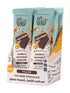 Box of 12 Theo Organic cashew caramel crunch filled chocolate bars on a white background
