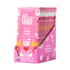 Pink box of 12 Theo Organic crème brélèe chocolate bars on a white background