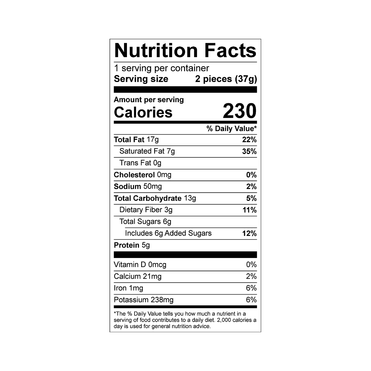 Nutrition facts label for Theo Organic Double Chocolate Peanut Butter Cups with 85% dark chocolate 