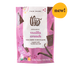 Pink packaging of Theo Organic Vanilla Crunch 55% Dark Chocolate with &