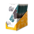Box of 12 Theo Organic sea salt dark chocolate bars on a white background