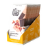 Box of 12 Theo Organic salted toffee dark chocolate bars on a white background