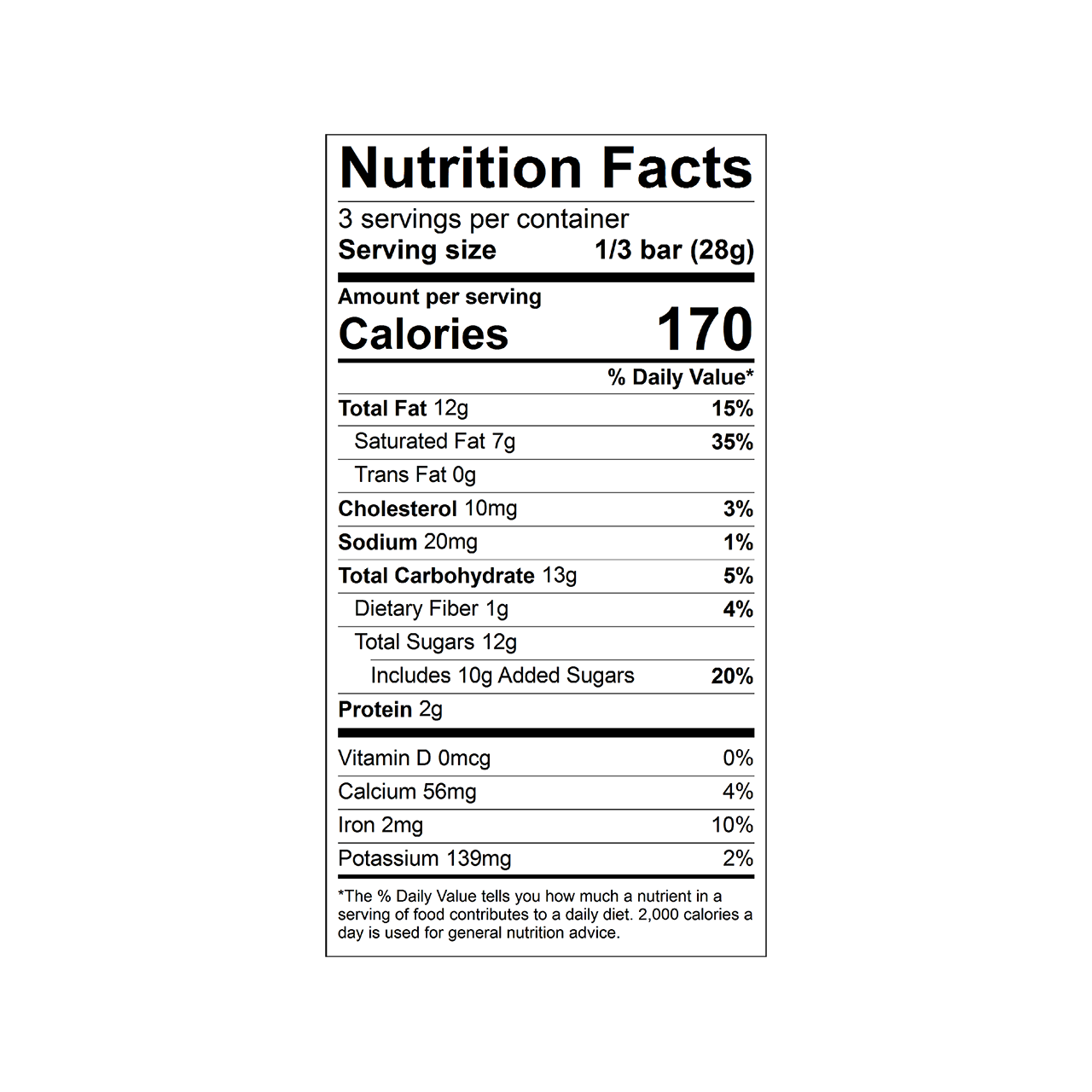 Nutrition facts label for a Theo Organic Lemon 45% Milk Chocolate bar 