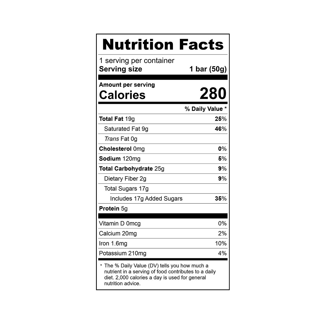 Nutrition facts label for Theo cashew caramel crunch 70% dark chocolate bar