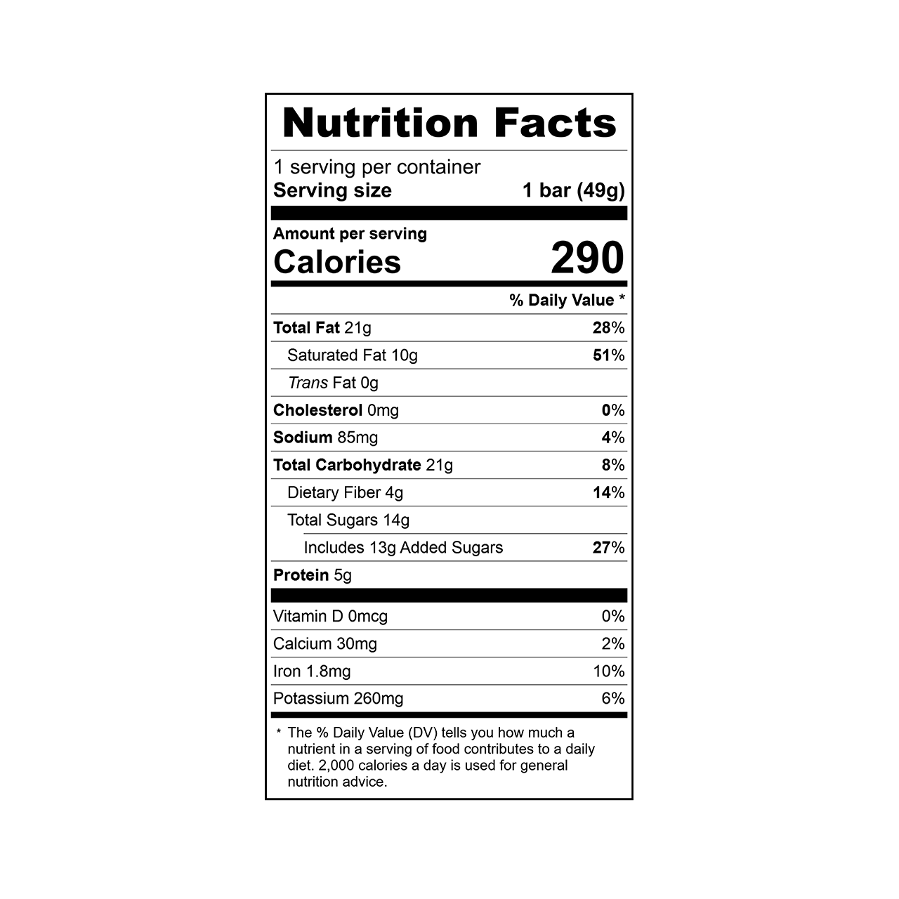 Nutrition facts label for Theo Hazelnut Crisp Filled 70% Dark Chocolate bar