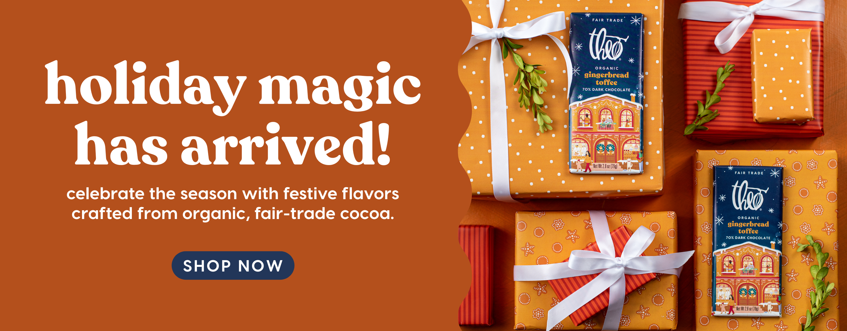 Holiday magic has arrived at Theo Chocolate! Celebrate the season with festive flavors crafted from organic, fair-trade cocoa. Shop Now