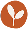 Icon of a white plant a brown circle