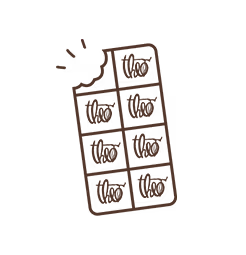 Illustration of a theo chocolate bar with a bite taken out