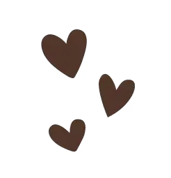 Three brown heart shapes